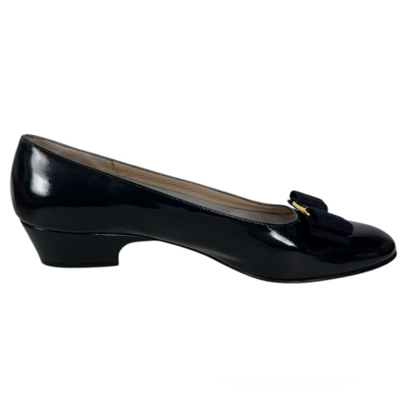 Salvatore Ferragamo Patent Leather Bow Pumps Blue Womens 8 AA 2A Casual Formal main image 10